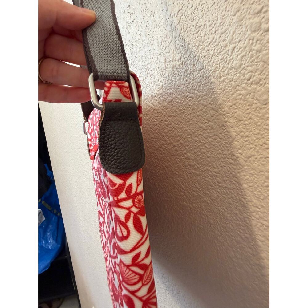 Nicky James Boho Bird & Pear Print Red & White Cross Body Bag Laminated Canvas - Picture 5 of 12